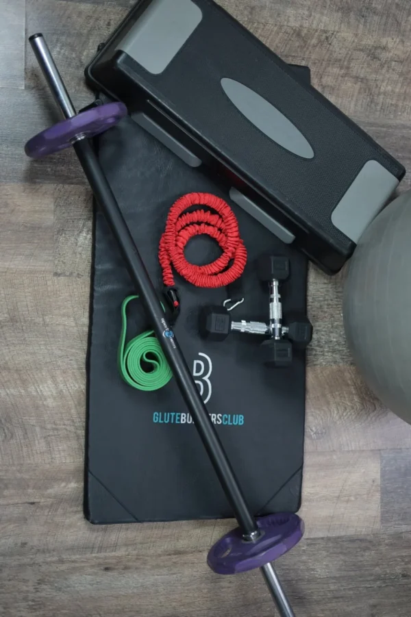 Kit de entrenamiento para glúteos con bandas elásticas, mancuernas y accesorios – Glute Builders Club